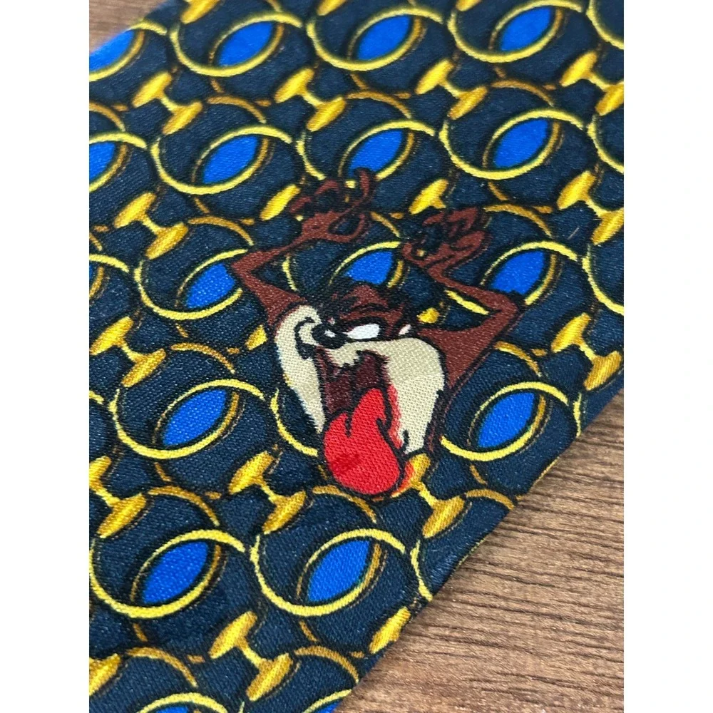Vintage 1994 Looney Tunes Mania Tie Mens‎ Navy Blue Gold Bugs Bunny Taz Daffy